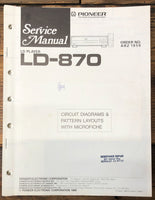 Pioneer LD-870 LD Player  Service Manual *Original*