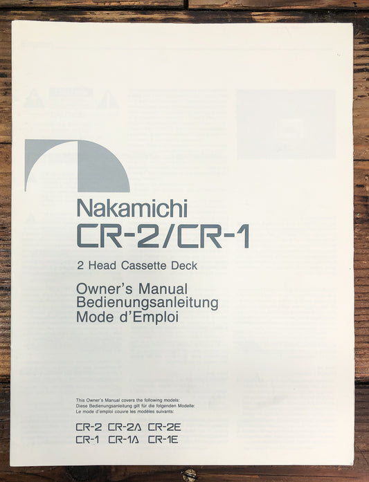 Nakamichi CR-1 CR-2 Cassette Service Manual *Original*