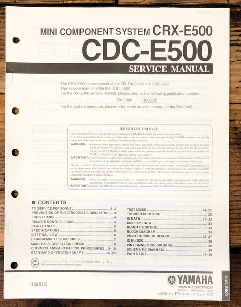 Yamaha CDC-E500 CRX-E500 Stereo  Service Manual *Original*