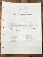 Yamaha T-2 Tuner  Service Manual *Original*