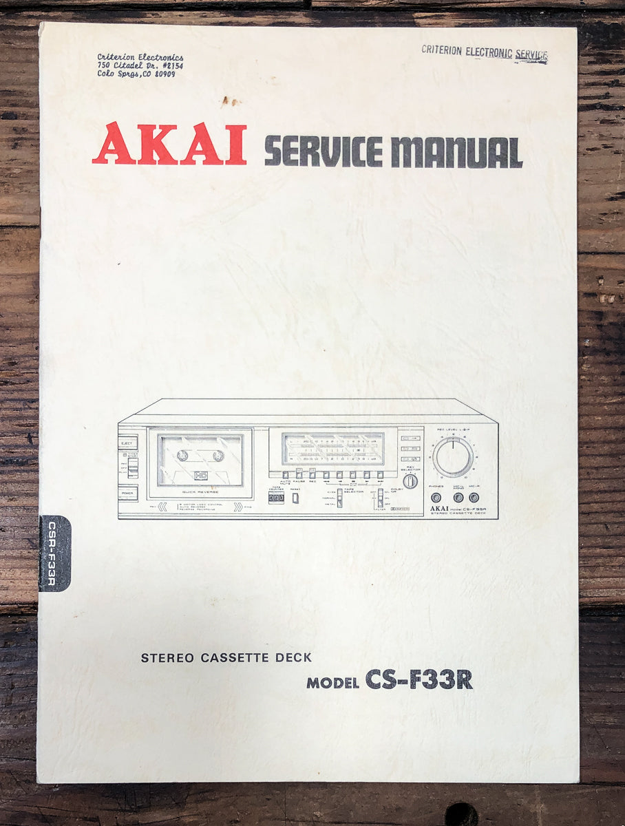 Akai CS-F33R Cassette Service Manual *Original*