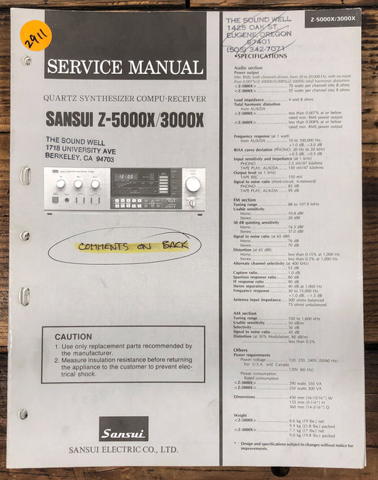 Sansui Z-3000X Z-5000X Receiver  Service Manual *Original*