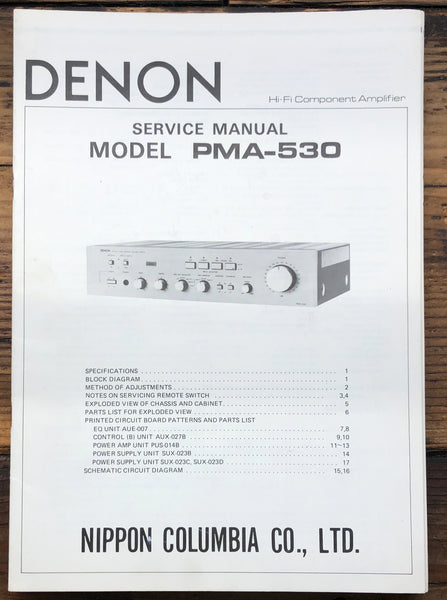Denon PMA-530 Amplifier  Service Manual *Original*