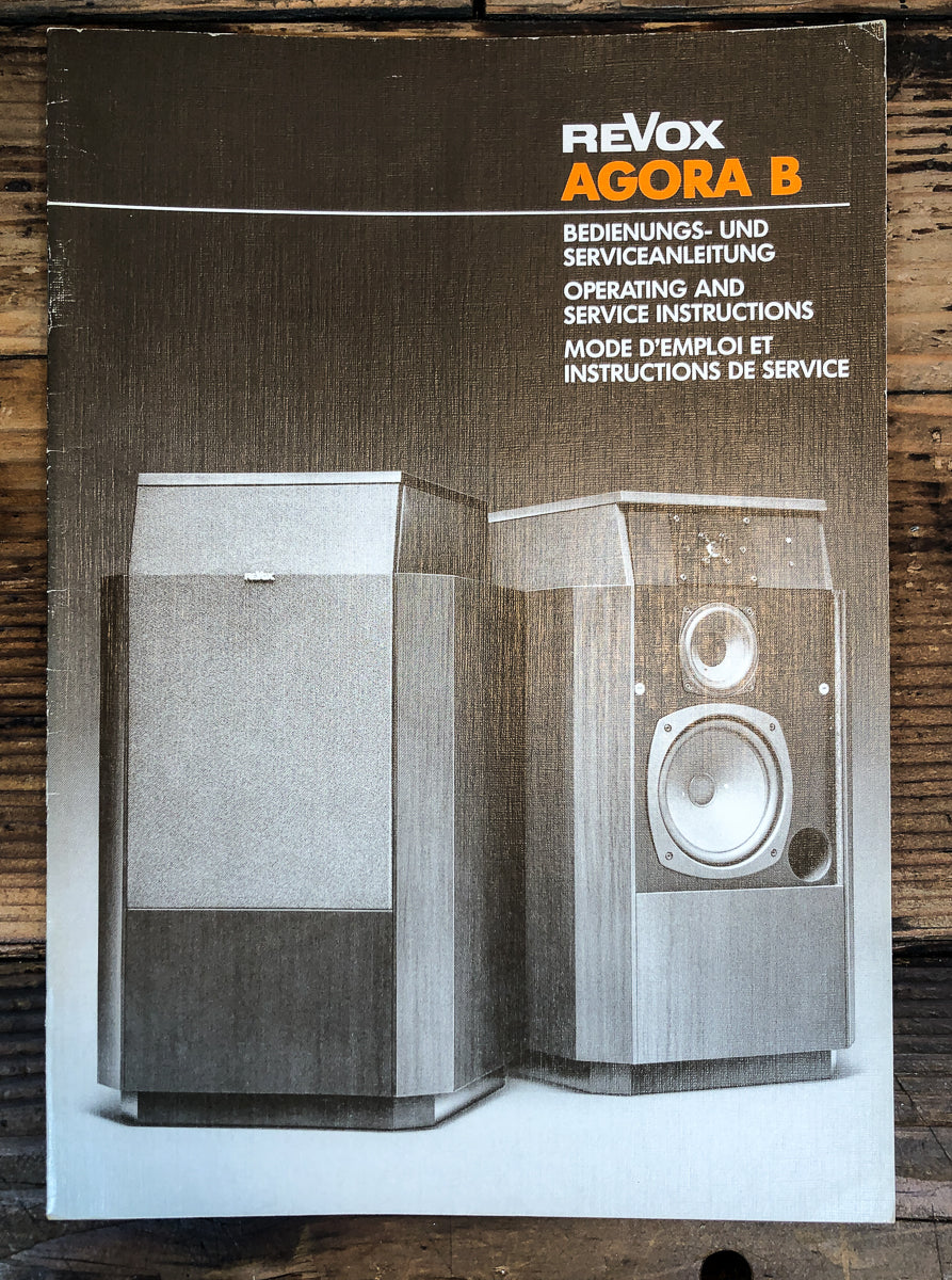 Revox Agora B Speaker Owners / User Manual *Original*