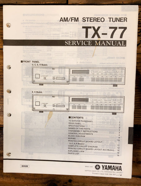 Yamaha TX-77 Tuner Service Manual *Original*