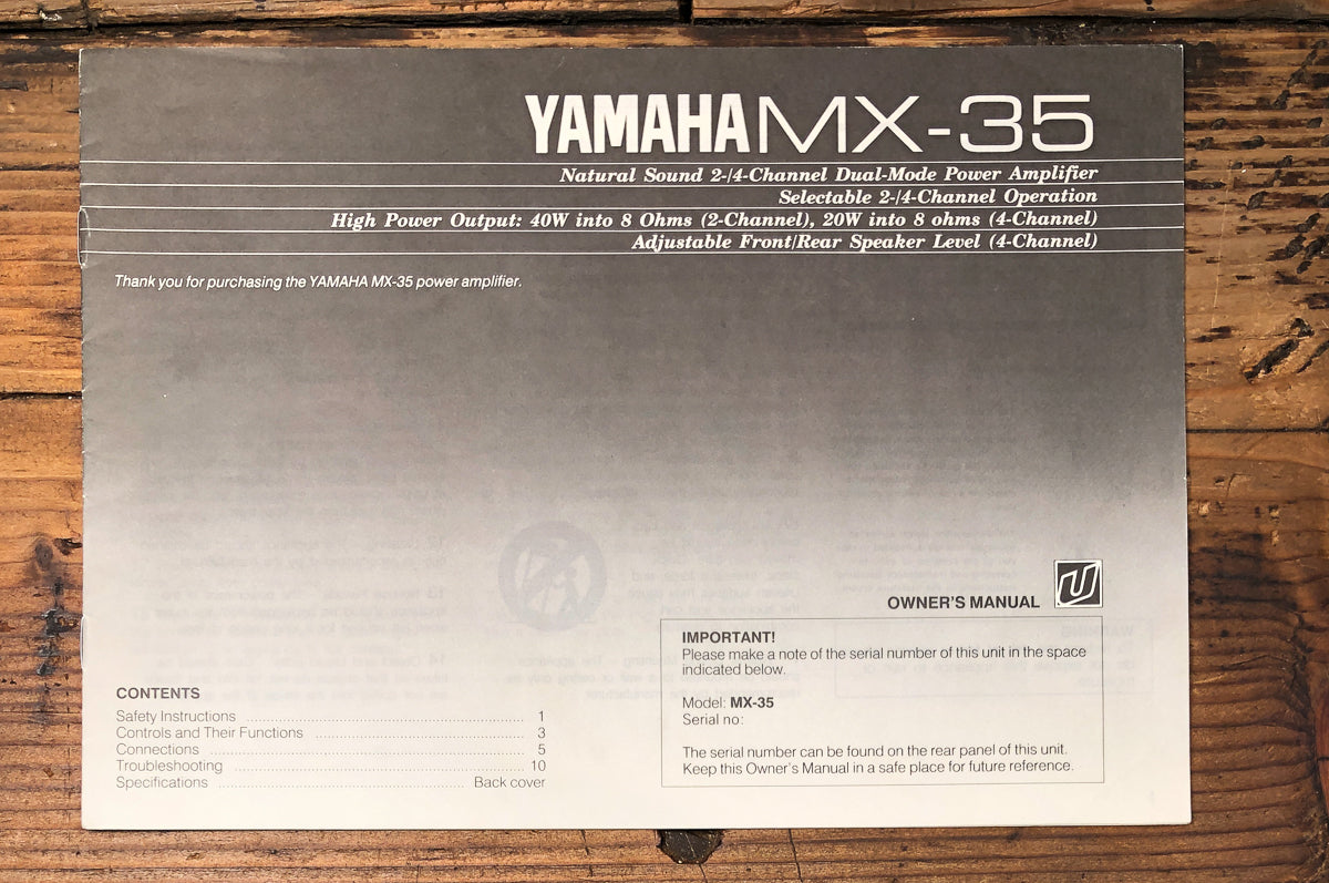 Yamaha MX-35 Amplifier Owners / User Manual *Original*