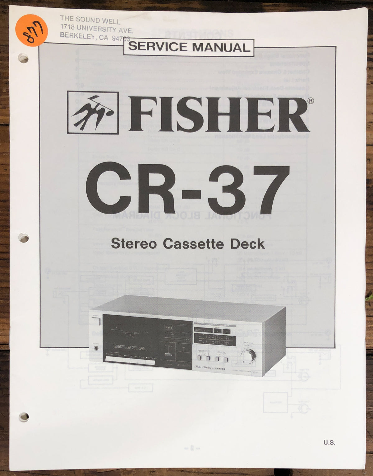 Fisher CR-37 Cassette  Service Manual *Original*