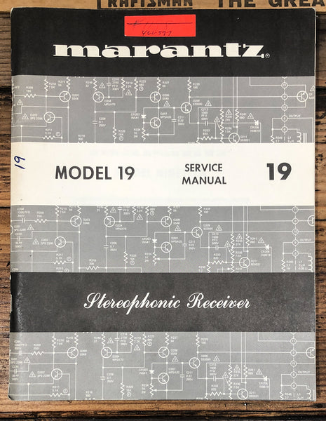 Marantz Model 19 Receiver  Service Manual *Original* #2