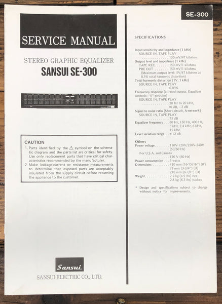 Sansui SE-300 Equalizer  Service Manual *Original*