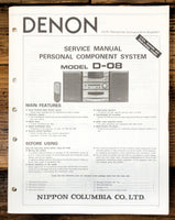 Denon D-08 Stereo  Service Manual *Original*