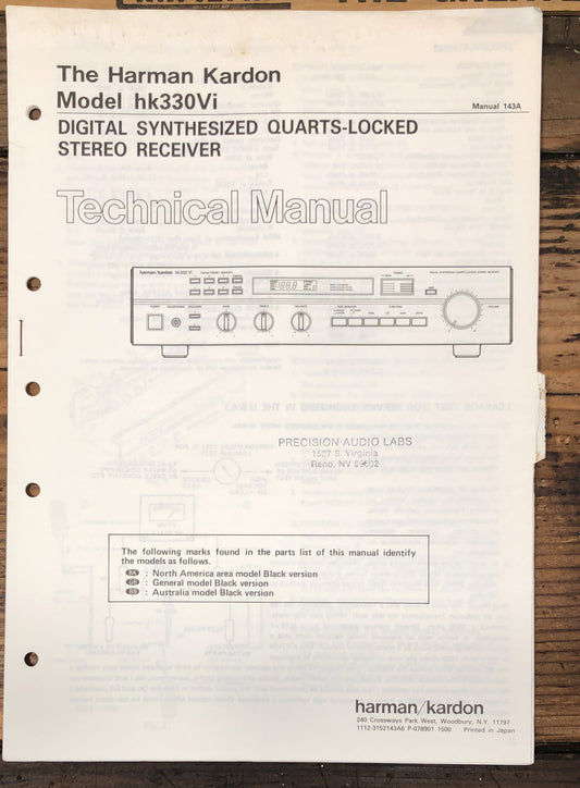 Harman Kardon HK330Vi HK-330Vi Receiver  Service Manual *Original*