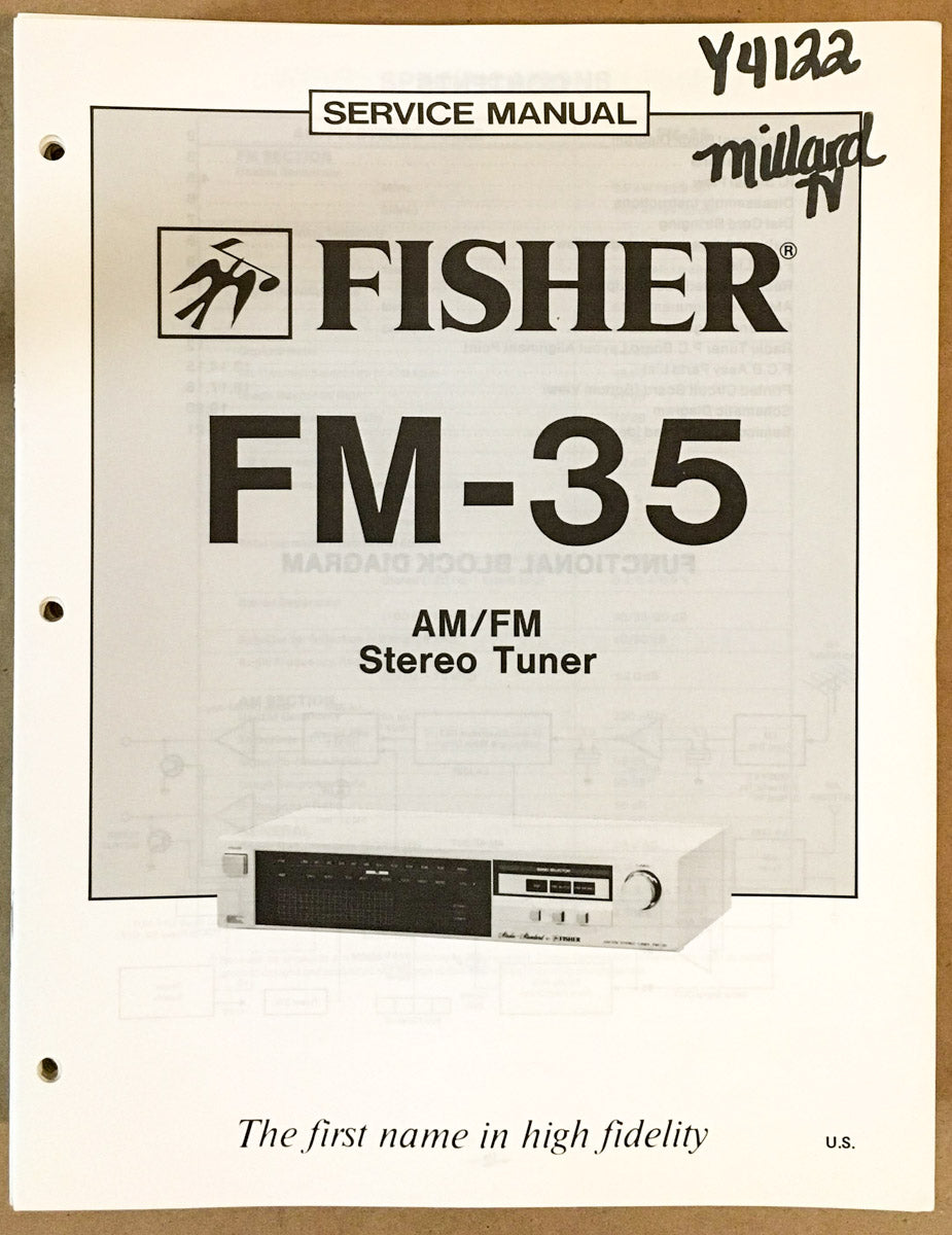 Fisher FM-35 Tuner Service Manual *Original*