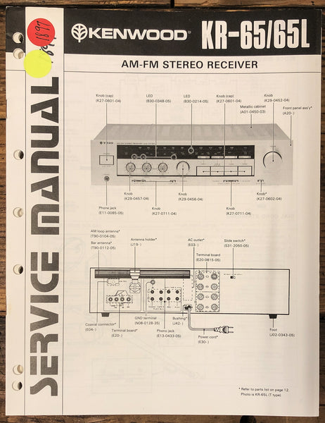 Kenwood KR-65 KR-65L Receiver  Service Manual *Original*