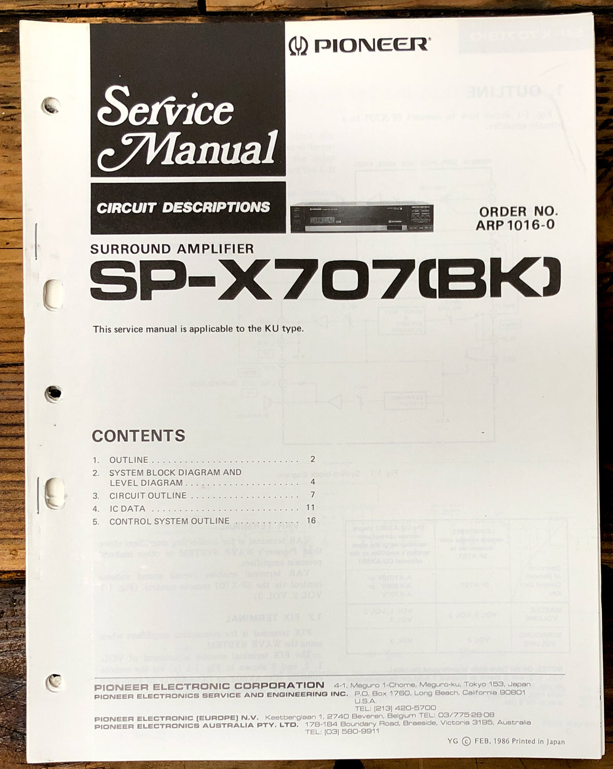 Pioneer SP-X707 Amplifier Service Manual *Original* #2