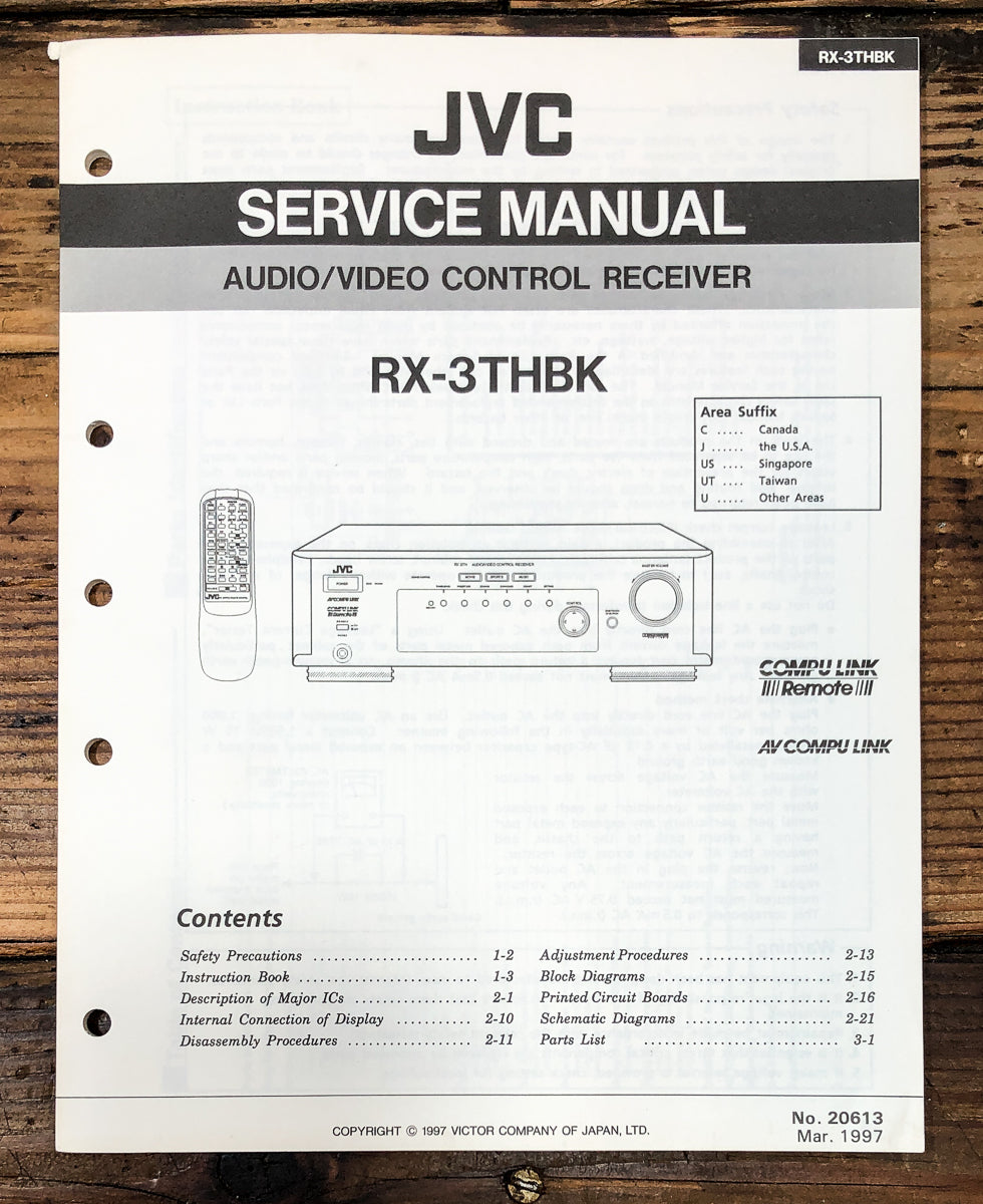 JVC RX-3TH Receiver Service Manual *Original*