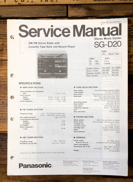 Panasonic SG-D20 Stereo  Service Manual *Original*