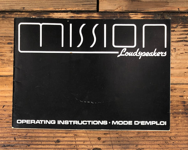 Mission Model 70 77 707 737 780  Speakers Owners / User Manual *Original*