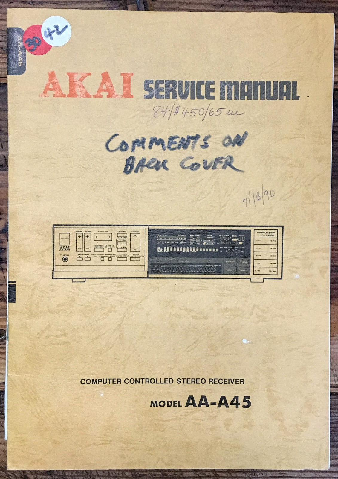 Akai AA-A45 Receiver  Service Manual *Original*