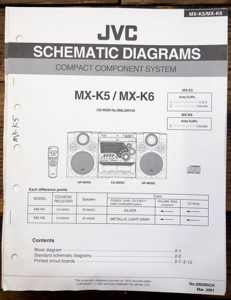JVC MX-K5 MX-K6 Stereo Schematic Diagram Service Manual *Original*