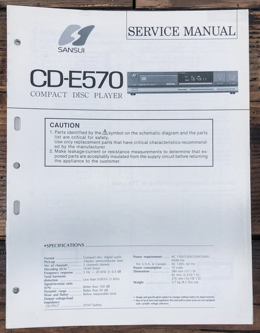 Sansui CD-E570 CD Player  Service Manual *Original*