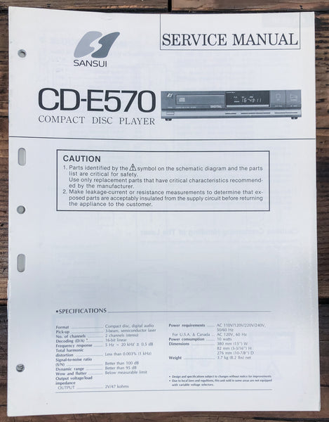 Sansui CD-E570 CD Player  Service Manual *Original*