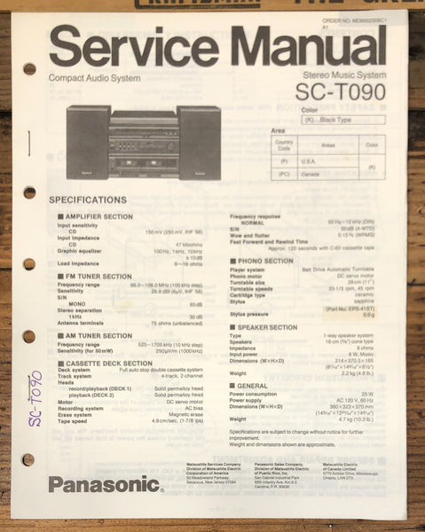 Panasonic SC-T090 Stereo Service Manual *Original*