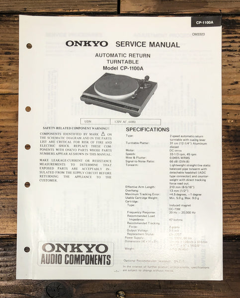 Onkyo CP-1100A CP-1100 A Record Player / Turntable Service Manual *Original*