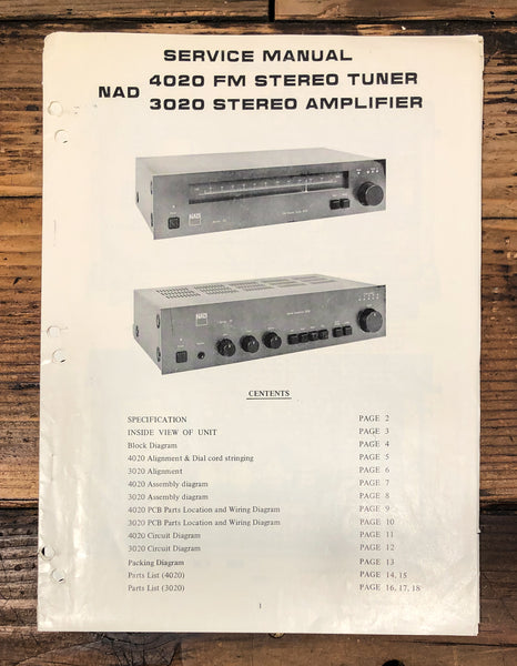NAD Model 3020 4020 Tuner / Amplifier Service Manual *Original*