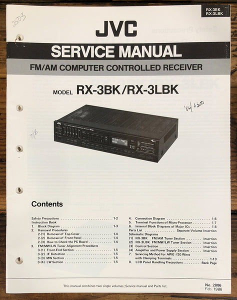 JVC RX-3 BK LBK Receiver  Service Manual *Original*
