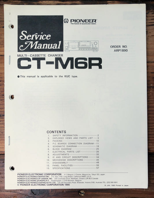 Pioneer CT-M6R Multi-Cassette Changer Service Manual *Original*