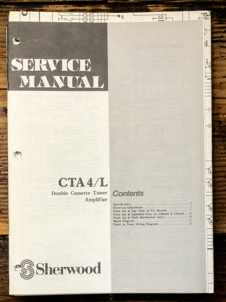 Sherwood CTA-4L CTA4L Stereo  Service Manual *Original*