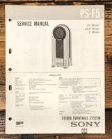 Sony PS-F5 Record Player / Turntable Service Manual *Original*