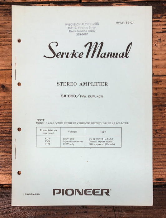 Pioneer SA-800 Amplifier Service Manual *Original*