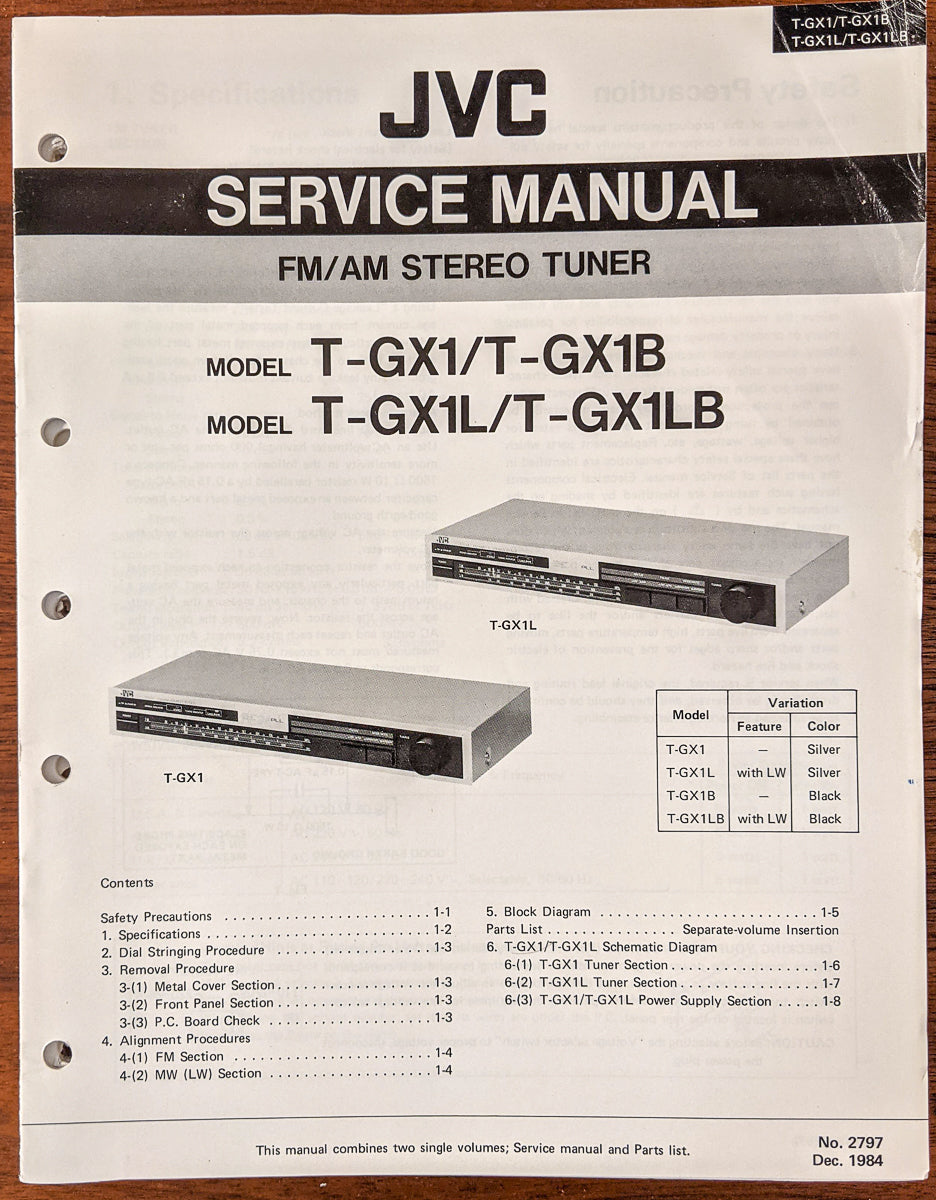 JVC T-GX1 T-GX1L T-GX1B Tuner Service Manual *Original*