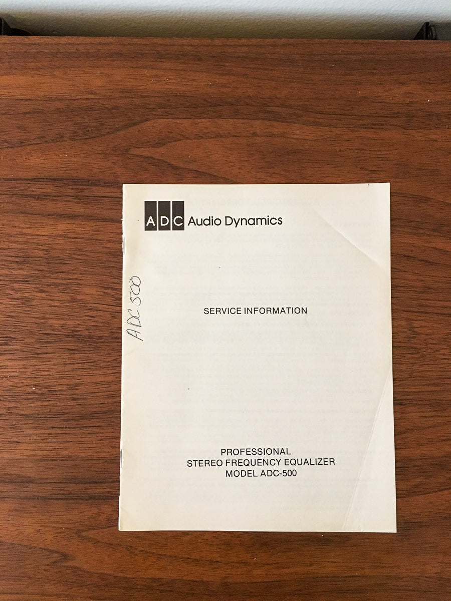 ADC Model ADC-500 Equalizer Service Manual *Original*