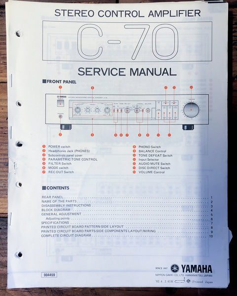 Yamaha C-70 Preamp / Preamplifier  Service Manual *Original*