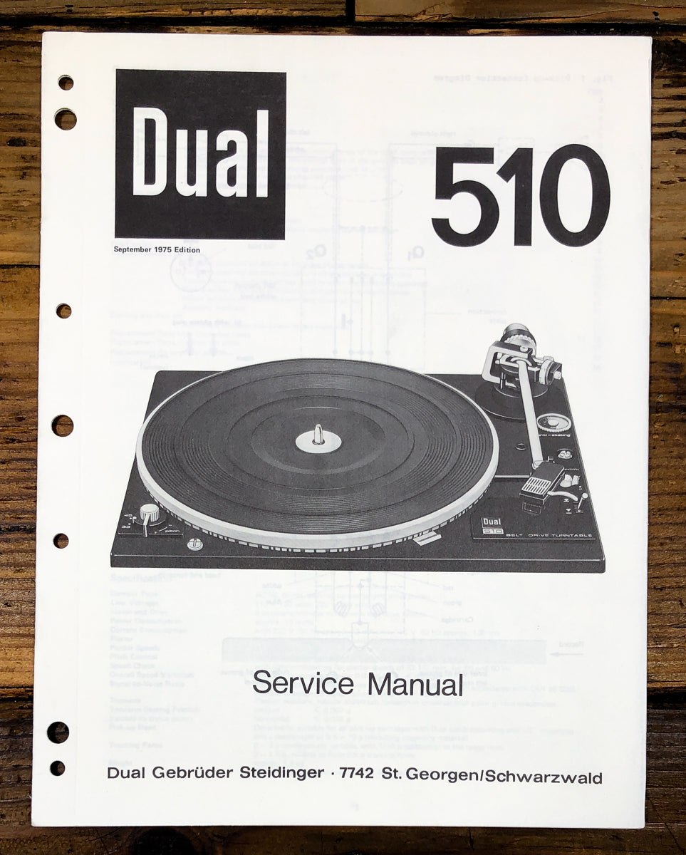 Dual Model 510  Service Manual *Original*