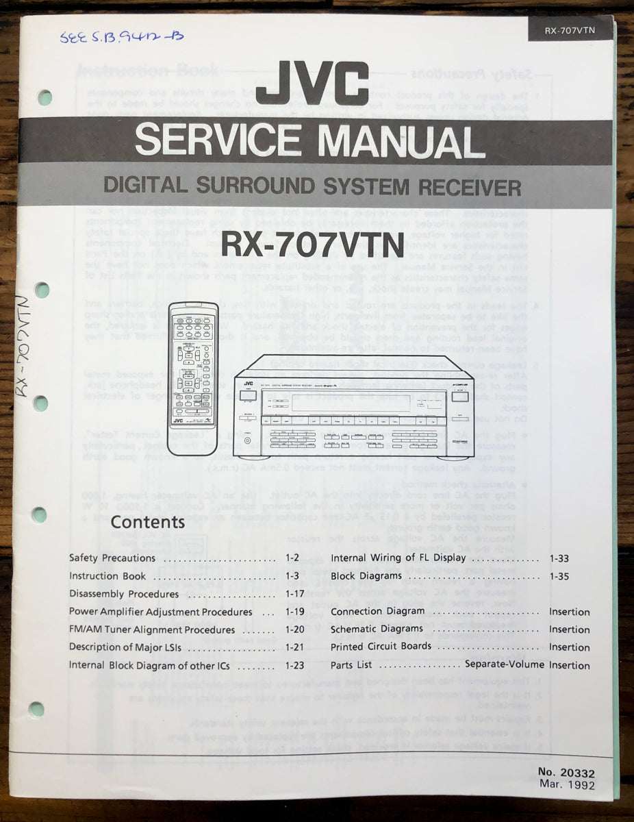 JVC RX-707 RX-707VTN   Service Manual *Original*