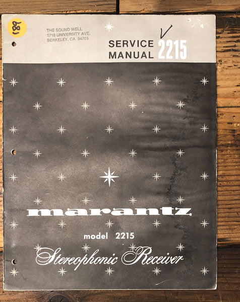 Marantz Model 2215 Receiver  Service Manual *Original*