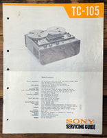 Sony TC-105 Tape Deck  Service Manual *Original*