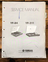 Yamaha YP-B4 YP-211 Record Player / Turntable  Service Manual *Original* #1