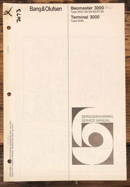 Bang Olufsen B&O Beomaster 3000 Terminal 3000 Receiver Service Manual *Orig*