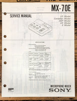 Sony MX-70E Microphone Mixer  Service Manual *Original*