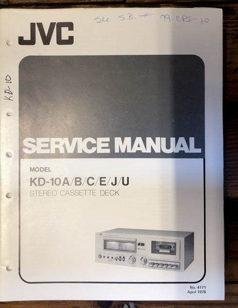 JVC KD-10A Cassette  Service Manual *Original*