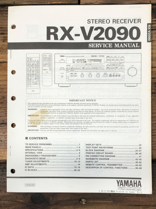 Yamaha RX-V2090 Receiver  Service Manual *Original*