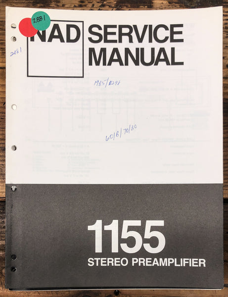 NAD Model 1155 Preamp / Preamplifier  Service Manual *Original*