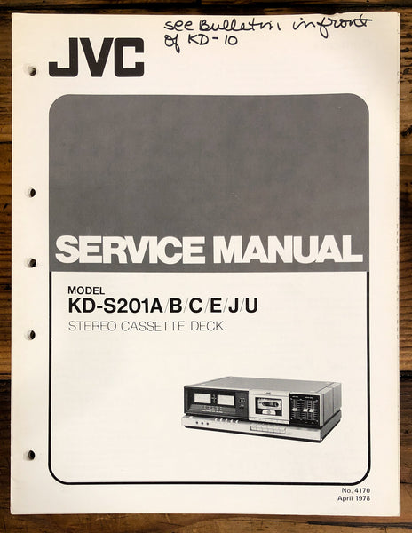 JVC KD-S201 KD-S201A Cassette  Service Manual *Original*