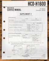 Sony HCD-1600 Stereo Supp. #2 Service Manual *Original*