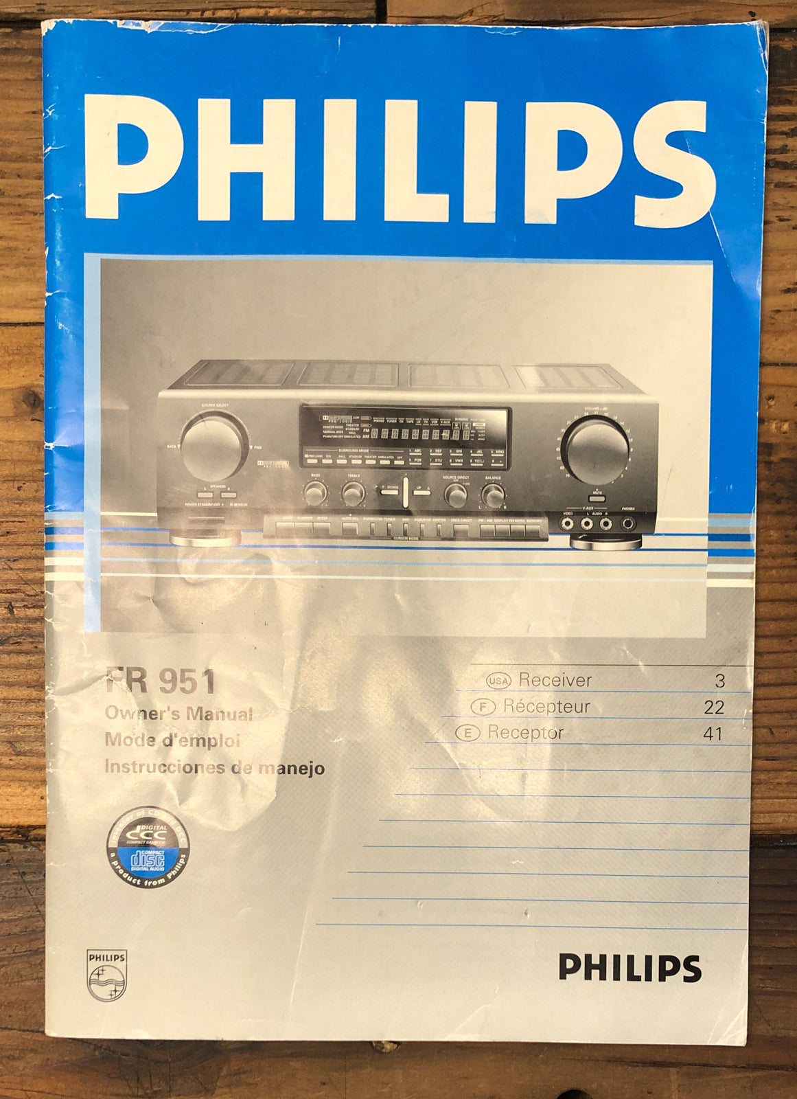 Philips FR 951 Receiver  Owner / User Manual *Original*