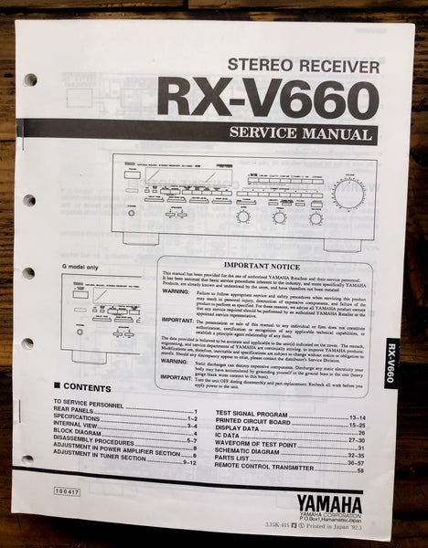 Yamaha RX-V660 Receiver  Service Manual *Original*